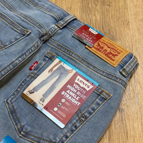 Levis Youth High-Rise Ankle Straight Jeans With Embroidered Details Size 12 NWT - Picture 4 of 7